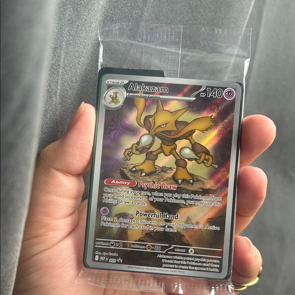 Alakazam Collectible Card - Holographic Black & Gold Artwork promo new
